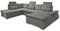 möbelando Wohnlandschaft >NALO< mit Bettfunktion, 324x103x219 cm, Farbe Stone, Stoffbezug aus 95?% Polyester/5?% Nylon, verstellbare Armlehnen, Variable Kopfstützen, Bettkasten, teilmontiert