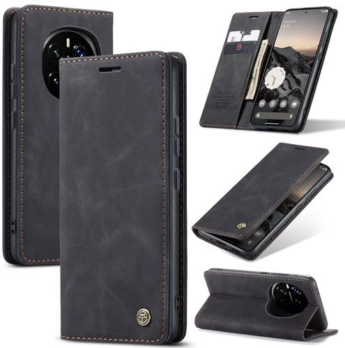 Cracedily for Honor Magic 7 Pro Case, Wallet Case Flip Leather with Card Holder Magnetic Closure Shockproof Kickstand Protective Phone Cases Cover for Honor Magic7 Pro, Black