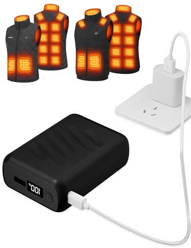 Gokozy 20000mAh 12V Heated Vest Jacket Battery Pack Suit, Venustas Rechargeable Power Bank for Heated Vests Heating Jackets Hoodies Pants Coat for Men Women Battery