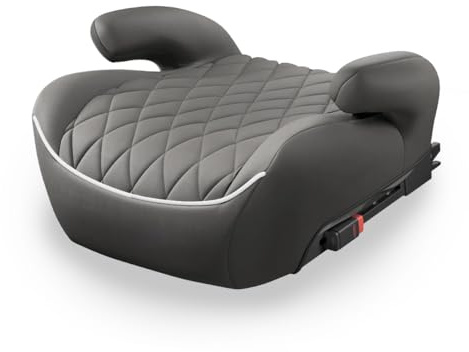 LST Kindersitzerhöhung ISOFIX i-Size ECE R129 geprüft Kindersitz Booster 125-150cm 15-36kg – HDPE Kunststoff, ergonomische Armlehnen, Auto Sitzerhöhung Kinder, Autositz, Gruppe 2&3 (Anthrazit)