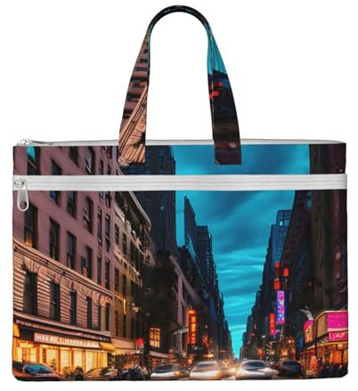 GaxfjRu Streets-of-New York City bedruckte Einkaufstasche aus Segeltuch, Laptoptasche für Damen, lässige Arbeitstasche für Reisen, Büro, Uni