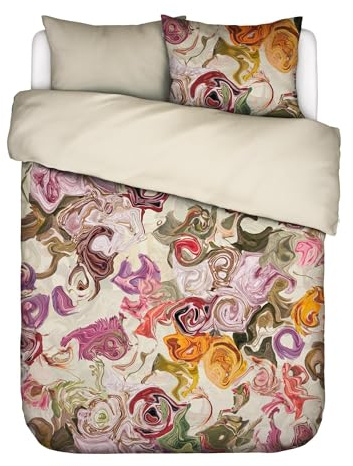ESSENZA Bettwäsche Isaline Vanille, 200x200 cm + 2X 80x80 cm - 100% Bio-Baumwollsatin 220TC - Blumen