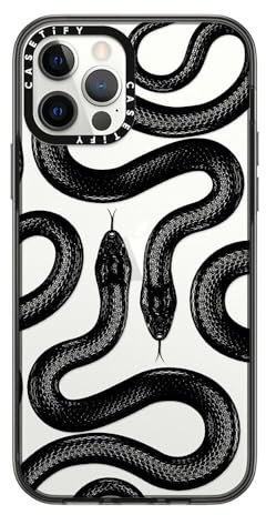 CASETiFY Kompakte Schutzhülle für iPhone 12 Pro [2 x Falltest in Militärqualität/1,2 m Fallschutz] - Black Kingsnake - Schwarz