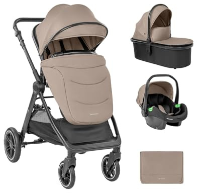 Kikka boo Kombikinderwagen Ava 3 in 1 Babywanne, Babyschale, Gummiräder, Tasche