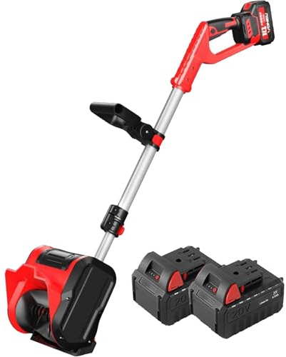 DUXMM Spazzaneve Elettrico Leggero, spazzaneve a Batteria con Piastra direzionale e Maniglia Anteriore Regolabile,Lancio di 26 Piedi, per vialetto dell'auto, Giardino, Campeggio