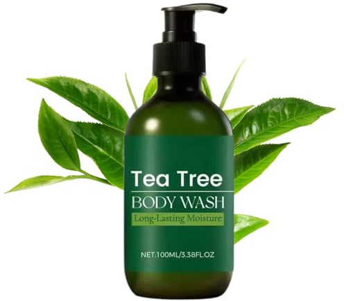 Tea Tree Body Wash & Bath Lotion with 100% Pure Tea Tree O-il, Coconut Oil, Peppermint Oil - Soothes Skin Itching, Folliculitis, Body Odor & Sweat - 100ML for Men & Women, Daily Refreshment