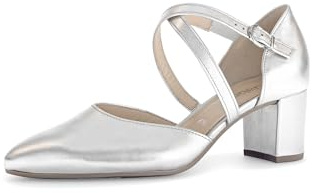 Gabor Damen Riemchen Pumps, Frauen Absatzschuhe,hochhackige Schuhe,stoeckelschuhe,Ausgehschuhe,Abendschuhe,Court Shoes,Silber,38 EU / 5 UK