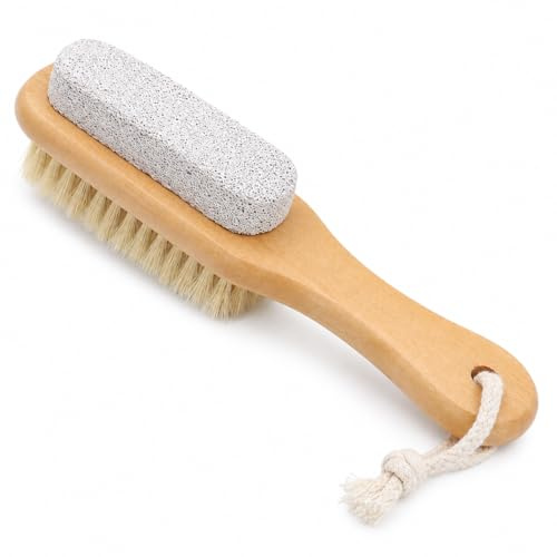 Foot File Callus Remover, 2 in 1 Foot Scrubber Dead Skin Remover for Feet, Foot Natural Bristle Brush & Pumice Stone
