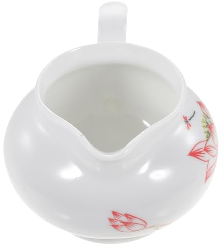 GARVALON Salsiera Porcellana con Manico e Beccuccio Antigoccia Dispenser Salsa e Gravy Boat Multifunzionale per Condimenti Latte Panna e Insalate per Casa e Ristoranti