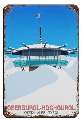 Obergurgl – Hochgurgl Ski-Blechschild, Vintage, Metall, Pub, Club, Café, Bar, Zuhause, Wandkunst, Dekoration, Poster, Retro, 20 x 30 cm