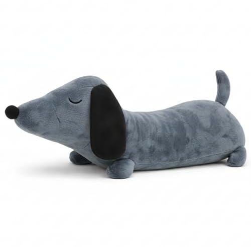 MIJOMA Butoir de porte en tissu peluche, poids 1 kg, design amusant qui attire tous les regards pour une décoration élégante (teckel - gris)