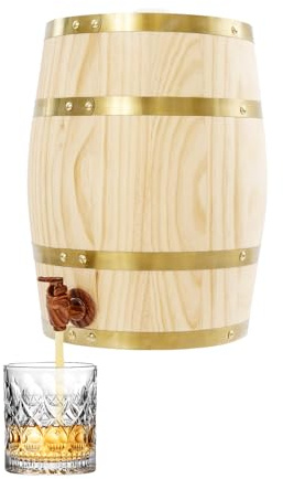 Barril de vino de madera dispensador de bebidas 10L barril de whisky con grifo, barril vertical de cerveza vintage pino resina 30kg capacidad 26cm color madera para bar bodega decoración ron Brandy