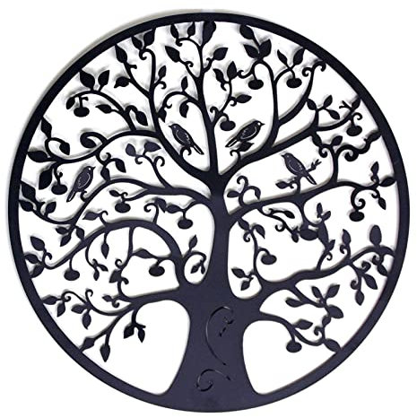 AIOXY Décoration Murale en Métal Arbre de Vie en Métal, Décoration Intérieure, Tente Murale 30x30 cm Noir