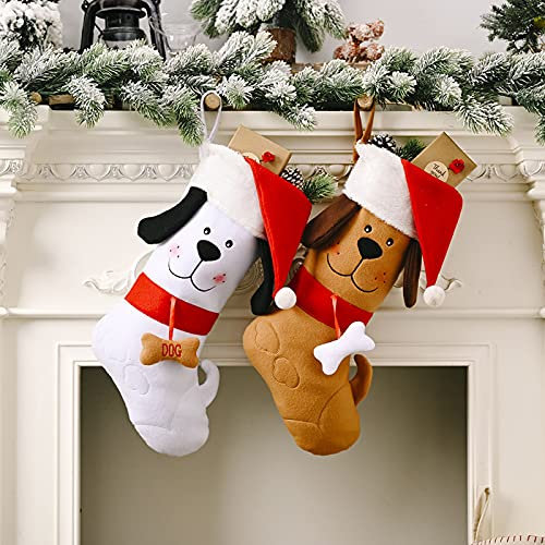 Glücksvogel Nikolausstrumpf Hund, Weihnachtssocken Groß zum Befüllen, Nikolaussocken Nikolausstrumpf Hängende Strümpfe Weihnachtsdeko zum Aufhängen für Kamin, Weihanchtsbaum (B, Einheitsgröße)