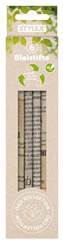 Stylex 26025 - Bleistift Eco Collection aus alten Zeitungen, Härtegrad HB, leicht spitzbar, mit sechs Stiften im Kartonetui
