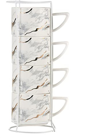 Winlauyet 200ml - Juego de 4 tazas de café y té (porcelana), color blanco