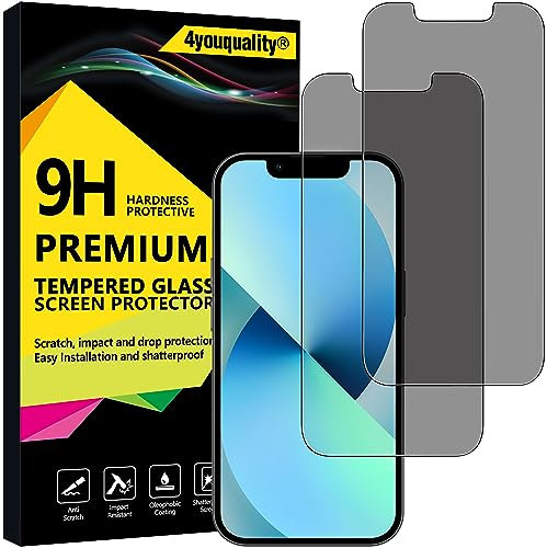 4youquality Privacy Screen Protector for iPhone 13 Mini (5.4-Inch), Anti Spy Tempered Glass Film, 2-Pack, [LifetimeSupport][Anti-Spy][Impact-Resistant][Anti-Scratch]