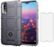 Asuwish Phone Case for Huawei P20 with Tempered Glass Screen Protector Cover and Slim Thin Hard Mobile Film Rugged TPU Cell Accessories Protective Hawaii P 20 20P EML-L09 EML-L29 Women Men Grey