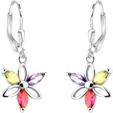 SOFIA MILANI - Boucles d'Oreilles pour Femme en Argent 925 - avec Pierre de Zircon - Boucle d'Oreille Pendantes en Forme de Fleur - E2340