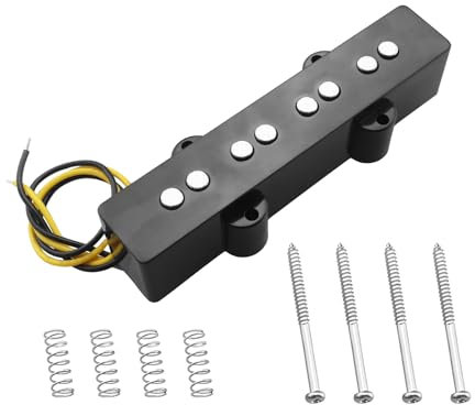 VGOL 95mm Offener Keramik Bass Boden Tonabnehmer 4-saitiger Jazz Bass Steg Tonabnehmer für E-Bass Tonabnehmer Im JB Stil mit Schraubfeder Schwarz
