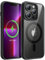 JETech Magnetic Case for iPhone 13 Pro Max 6.7-Inch Compatible with MagSafe, Shockproof Phone Bumper Cover, Solid Color Matte TPU Frame, Anti-Scratch Clear Back (Black)