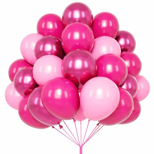 Lot de 67 ballons roses métallisés pour anniversaire, fête prénatale, mariage, Saint-Valentin et décoration de fête de princesse - 30,5 cm