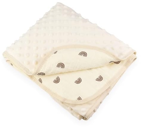 Hivia Kuschel Babydecke 100x100cm Baumwolle für Kinderwagen Regenbogen | Atmungsaktiv und weich. Doppelseitig und vielseitig einsetzbar. Leichte Baumwollqualität.