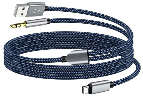 Hoembpn USB-C auf 3,5 mm Klinke Audio Aux Kabel USB Ladekabel, 2-in-1 Audio und Laden Kopfhörer Stereo Kabel Kompatibel mit iPhone 15/16, für Auto/Kopfhörer/Lautsprecher (1,2m)