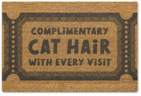 A1 Graphics Ltd Complimentary Cat Hair Brush Doormat Printed Door Mat Funny Welcome Mat First Home Couples Housewarming Gift