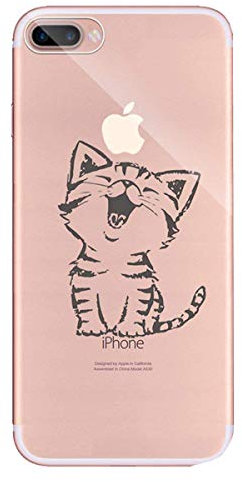 kompatibel mit iPhone 6S Plus Hülle,iPhone 6 Plus Hülle,Crystal Clear TPU Silikon Schutzhülle Handyhülle Transparent Muster Silikon Hülle Case Tasche Etui Slimcase Für iPhone 6S/6 Plus,Lustig Katze