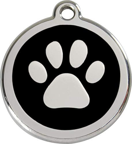 Red Dingo Hundemarke Pfote inklusive Gravur (M, schwarz)