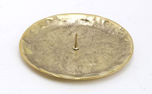 Kerzenteller Messing Gold mit Dorn Ø 9 cm ideal für Kerzen