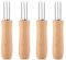Fourchette à Barbecue, Lot de 4 poignées en Bois en Acier Inoxydable pour Barbecue, Viande, Fruits, fourchettes, grillades et Barbecue
