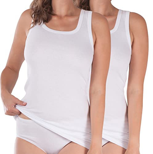 Celodoro Damen Longshirt (2 Stück), Feinripp Unterhemd - Weiss 52-54
