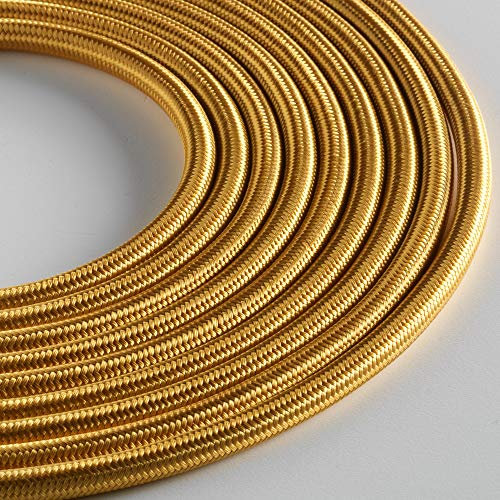 Klartext LUMIÈRE Câble textile rond pour éclairage, 3 x 0,75 mm, or, 5 m Sécurité maximale contre les chocs.