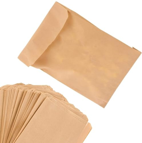 Lot de 200 sacs à sandwich en papier kraft marron biodégradables et compostables de qualité alimentaire – Sacs en papier kraft naturel non blanchi pour biscuits, friandises, collations, sandwichs