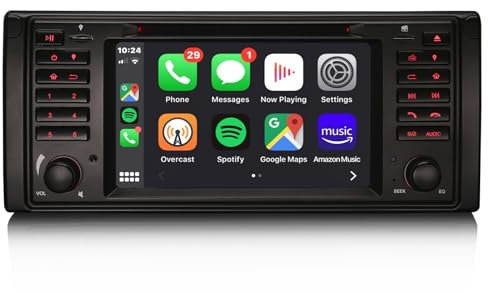 8 cœurs Android 13 Autoradio Stéréo Navigateur pour BMW Série 5 E39 M5 Carplay DSP Bluetooth WiFi SWC Dab+ GPS SatNav DVR IPS 4Go RAM +64Go ROM