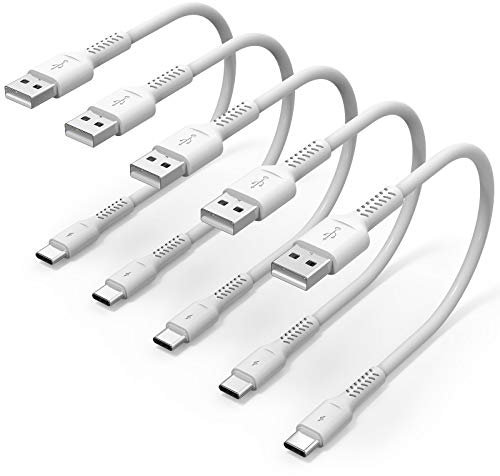 30cm Câble USB C Court, [Lot de 5] Câble USB A vers USB Type C 3A Charge Rapide Cable USB C Android Auto pour Samsung Galaxy A12/A32/A52/S10/S20/S21, Xiaomi Redmi 9T/Note 10, Huawei, Google Pixel