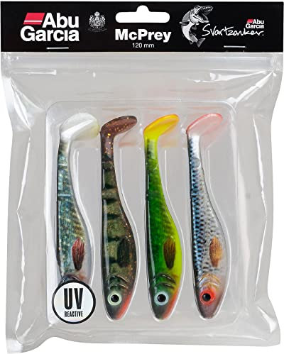 Abu Garcia Svartzonker McPrey Paddle Tail Angelköder für Hecht und Barsch – 4er-Pack gemischte Farben, Softbait Gummifische