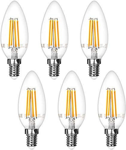 LE E14 LED Warmweiss, Glühbirne E14, 4.9W 470 Lumen, ersetzt 40W Birne, 2700 Kelvin Warmweiß VintageGlühlampe, 6er Pack, 300° Leuchtmittel, Kerzenleuchten