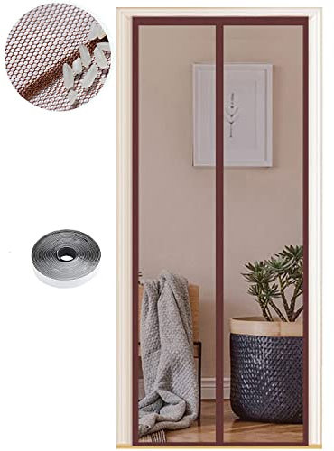 Moustiquaire Magnétique pour Portes, Différentes Tailles, 100 x 220cm, Puissants Aimants, Fermeture Automatique, de Porte Rideau Couloirs Patio Sans Perçage, Marron Pur