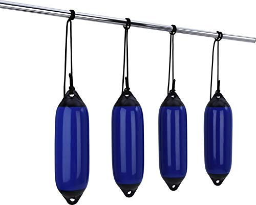 Seilflechter - Fenderset 210 x 620 mm, Blau, 4 Aufblasbaren Fendern, 4 Fenderleinen, für Boot & Yacht