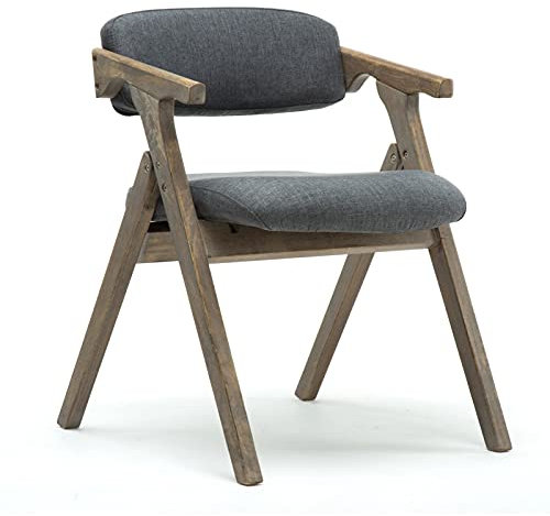 Retro Massivholz Esszimmerstuhl Klappstuhl, als Schreibtischstuhl gepolsterter Hocker Lounge Seat Vintage Design, mit Rückenlehne und Armlehne Sessel