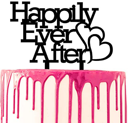 CARISPIBET Happily Ever After Wedding Cake Topper decorative Acrylic Silhouette Script Cake Decoration