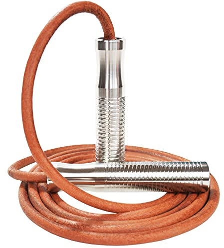 0,9 kg Gewichtetes Leder-Springseil, schweres Leder-Springseil für Frauen, Männer Fitness und Ausdauertraining, verstellbares Bold Lederseil, rutschfeste Griffe