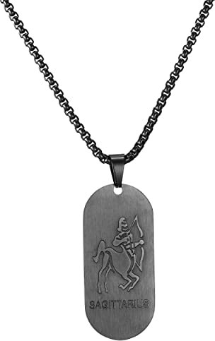 AFSTALR Schwarz Kette 12 Sternbilder Schütze Halskette Herren Tierkreis Kette Anhänger Konstellation Kette