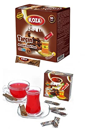 KOZA Zimt Instant Getränkepulver Stick einzeln Verpackt 50er Pack | Pulver für Heiß oder Kalt Getränk | Türkischer Tee | Ice Tea Pulver | Eistee | Früchtetee | Cay | Teepulver