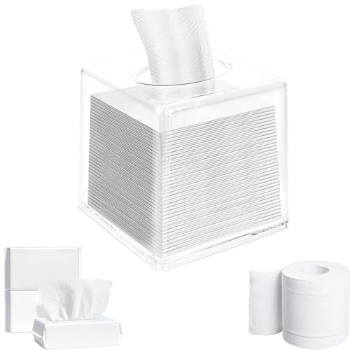 Porta Fazzoletto Acrilico Portafazzoletto,Quadrato,Scatola Del Tovagliolo,Trasparente Porta-Fazzolettini,Per Bagno, Scrivania, Controsoffitti, Vanità