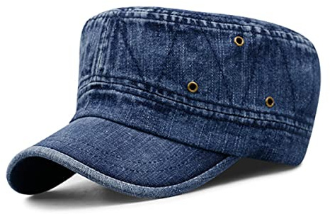 SQCOOL Unisex Verstellbare Jeans Mütze Atmungsaktive Army Cap Sonnenhut Herren Damen, Outdoor Hüte Freizeit Baseball Cap Kappe Baseballmütze zum Einkaufen Tanzen Laufen Sport Blue-Hemming