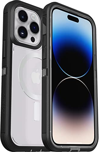 OtterBox Defender XT Hülle für iPhone 14 Pro Max mit MagSafe, stoßfest, Ultra-robust, schützende Hülle, 5X getestet nach Militärstandard, Transparent/Schwarz